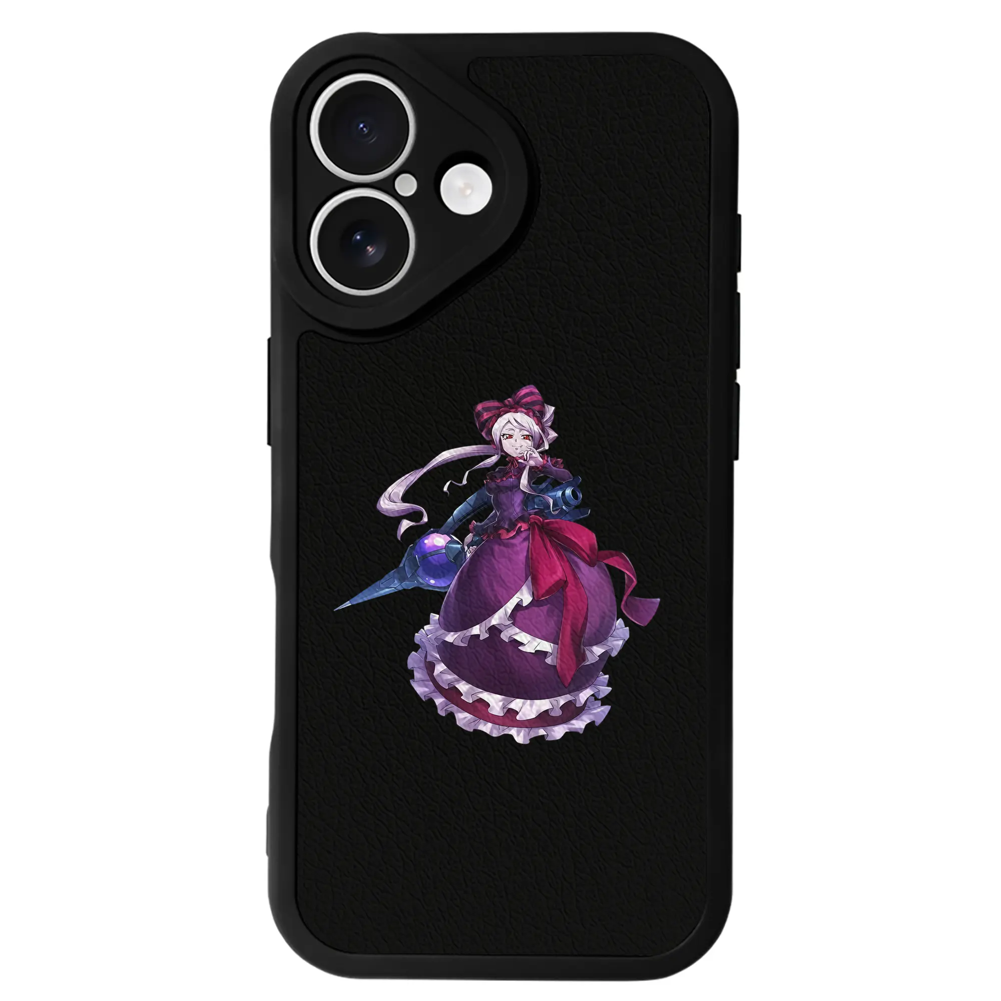 オーバーロード グッズ シャルティア・ブラッドフォールン - IPhone 16シリーズ対応 ・ シリコンスマホケース ・ レザー調 ・ 高精度フィット ・ 耐衝撃 ・ ワイヤレス充電対応 ・ 精密カット